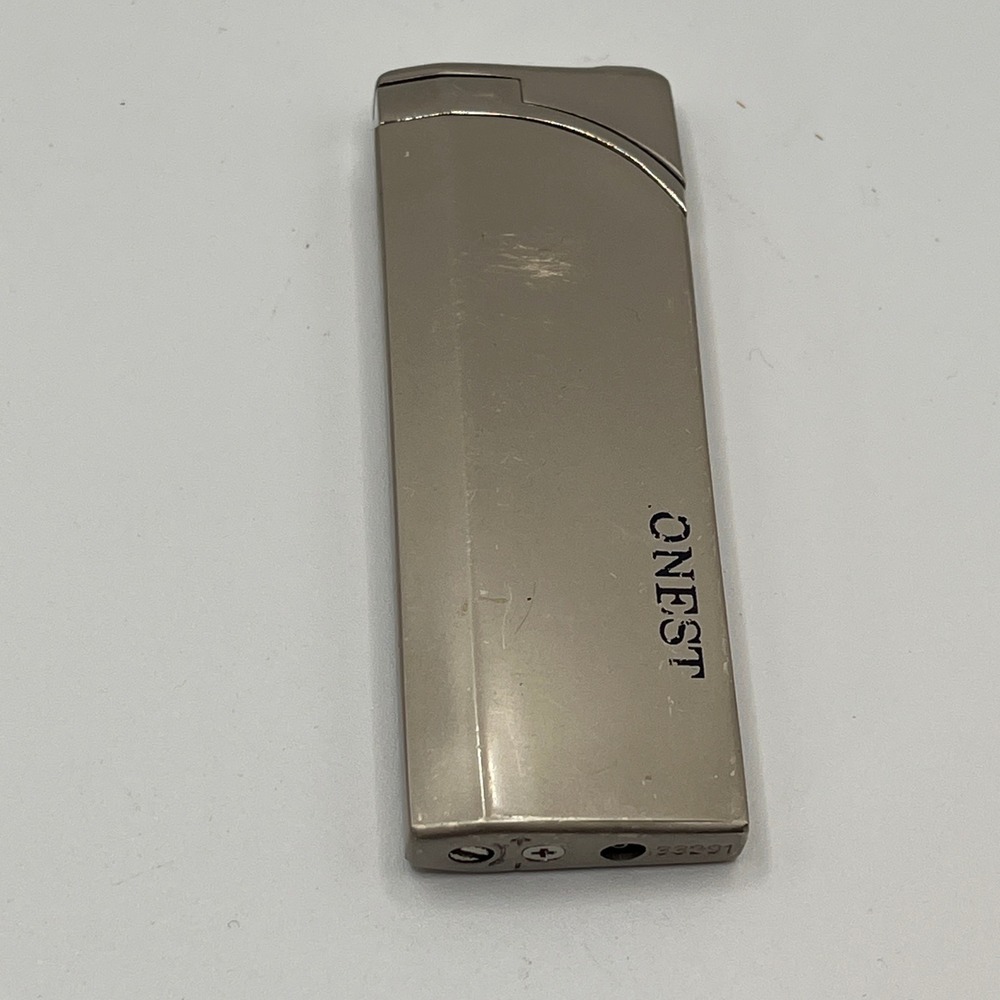 ONEST Silver Tone Vintage Art Deco Style Sleek Refillable Lighter - Still Sparks